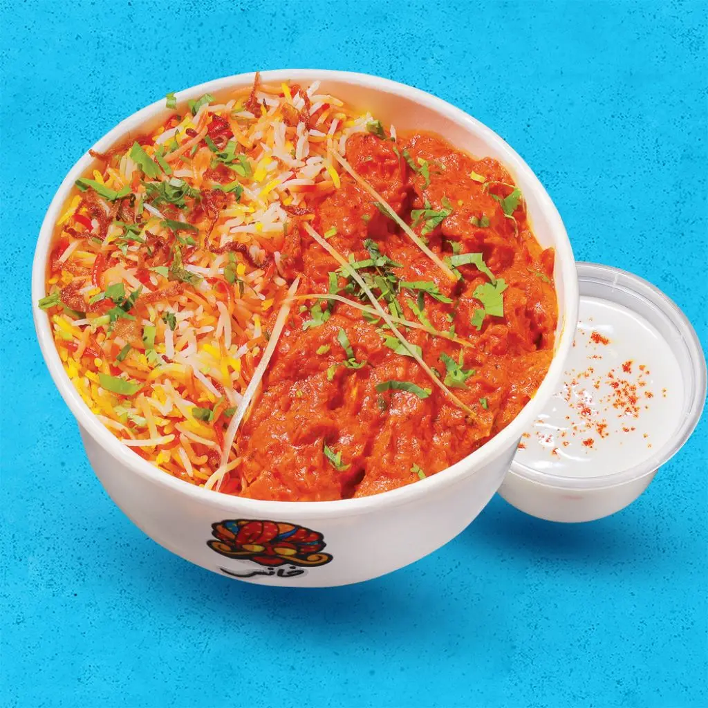 Bowl Biryni Rice  With Chicken Tikka Masala
